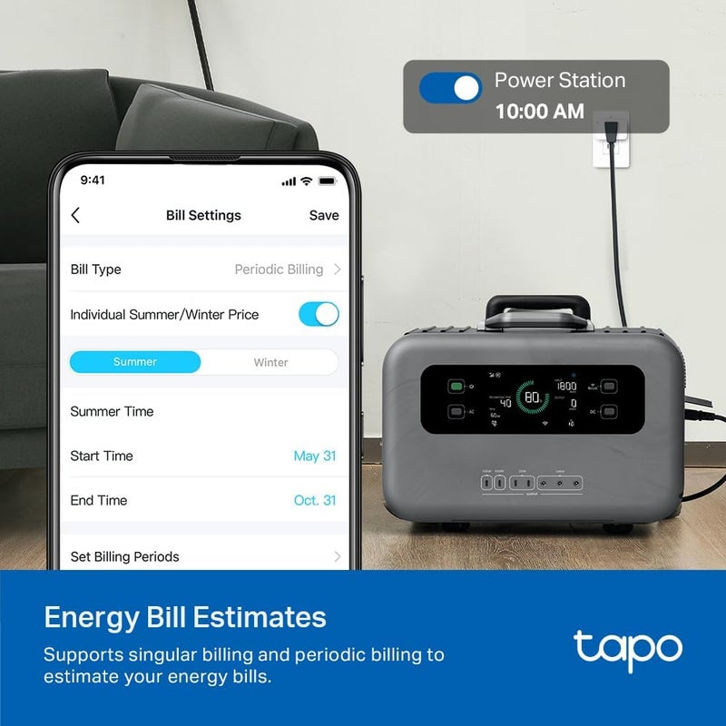 tapo TP-Link 𝗧𝗮𝗽𝗼 قابس ذكي واي فاي ميني، مراقبة الطاقة، متوافق مع أليكسا و جوجل هوم و سامسونج سمارت ثينغز، مؤقت، 15A/1800W كحد أقصى، معتمد من ETL، واي فاي 2.4G فقط، P115 (عبوة 4)  - Image 3